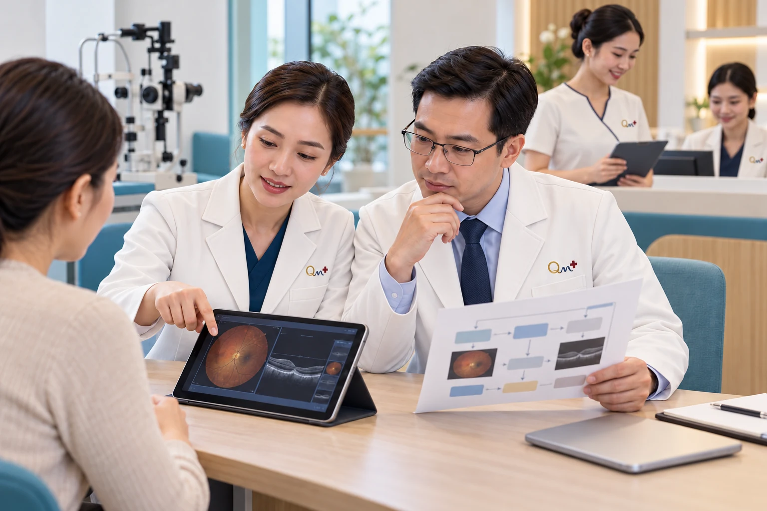 Clinicians reviewing a care plan